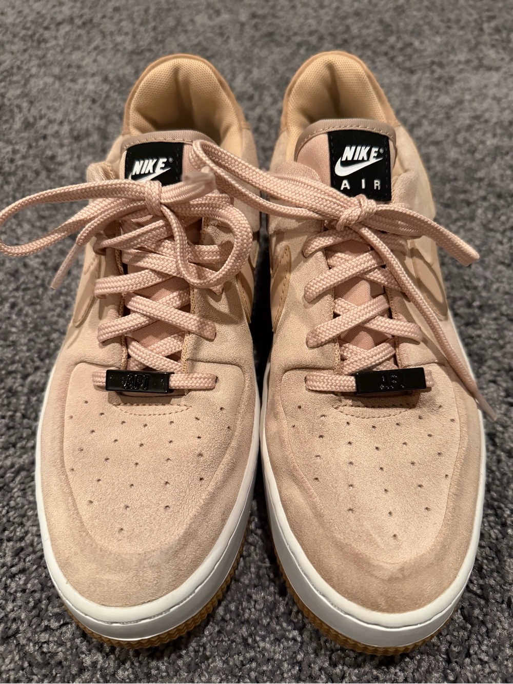 Nike Air Force 1 Sage Low Suede Sneakers Blush Pink Nude Women’s Size 8